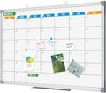 Lockways Dry Erase Calendar Whiteboard, White Board Monthly 24" x 18", Wall-Mounted Aluminum Framed Calendar Board