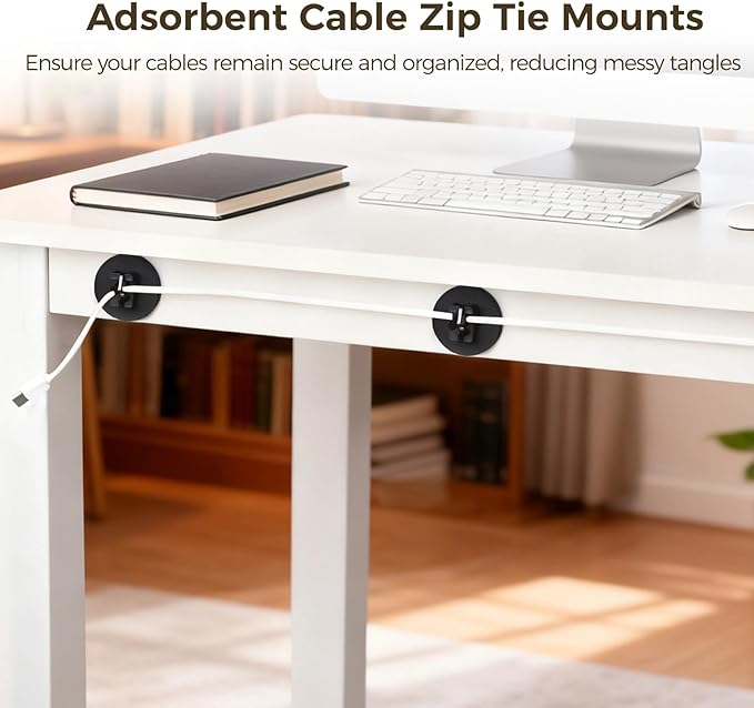 Magnetic Cable Zip Tie Mounts, 12 Pcs Magnet Bases with 100 Pcs Cable Ties, Multipurpose Wire Management Organizer for Desk PC Home Office, Adhesive-Free Cable Clips Holder (43mm)