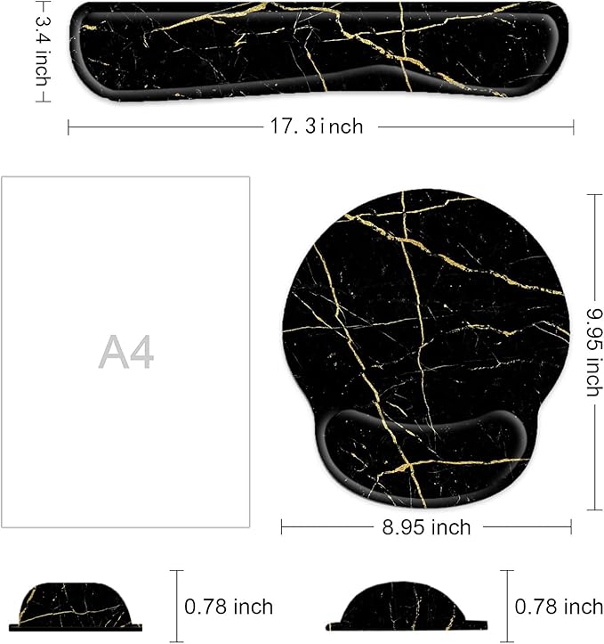 Keyboard Wrist Rest and Mouse Pad, Ergonomic Memory Foam Mouse Pad Wrist Support, Non-Slip & Pain Relief Mouse Pad and Keyboard Wrist Support, Comfortable Mousepad with Wrist Rest for Game, Office