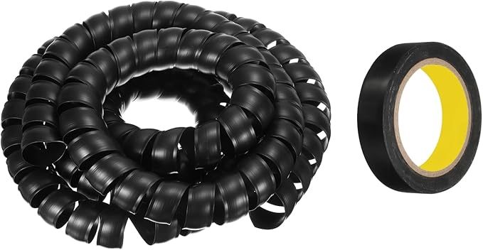 MECCANIXITY Spiral Cable Wrap 9.8ft/3.0M 40mm Cable Management Sleeve PP Insulation Cord Organizer for Computer Wire Power Cable Gas Pipe Black with Tape