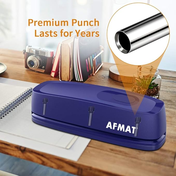 AFMAT Electric 3 Hole Punch, 20-Sheet 3 Hole Puncher for Binder, Effortless Punching, 9/32" Hole Diameter, Paper Hole Puncher 3 Hole Heavy Duty, for Office/School/Studio, AC or Battery Operated, HP07