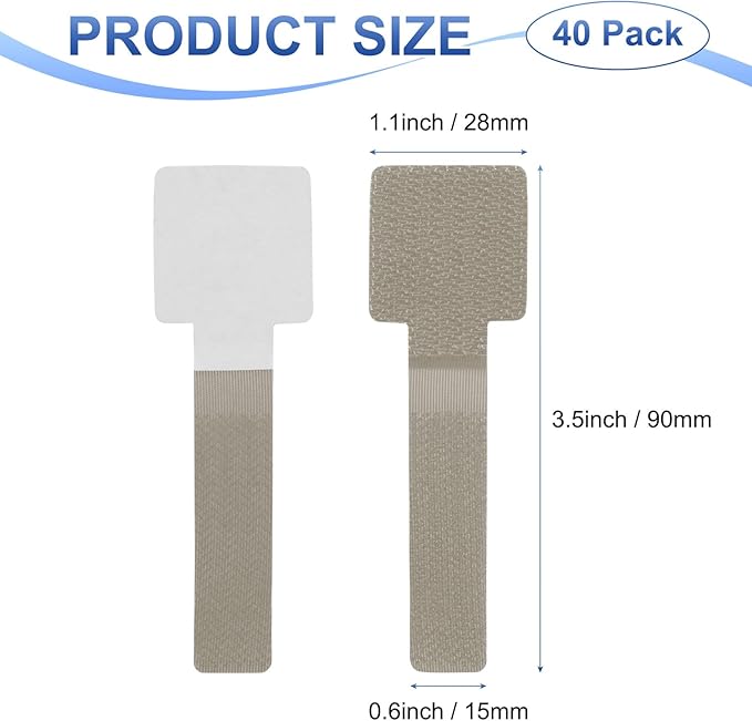 40-Pack Hook and Loop Cable Ties, 3.5 x 1.1 Inch Adjustable Self-Adhesive Cord Organizer for Desk/Home/Wall/Office Essentials, Cable Management Under Desk [Beige]