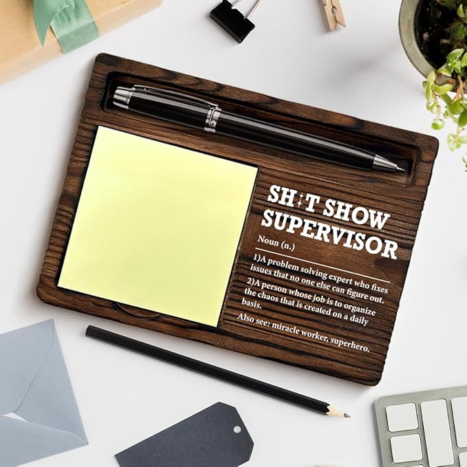 Funny Office Gifts for Boss Supervisor Coworker Boss's Day Promotion Retirement Farewell, Supervisor Boss Sticky Note Holder for Office Decor