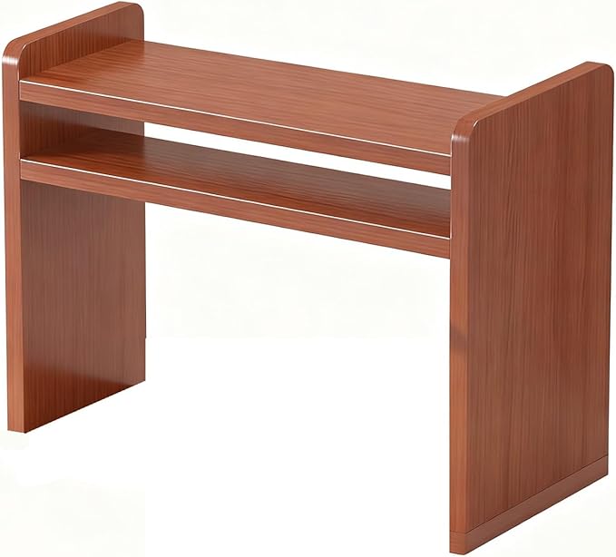 Desktop Storage Rack, Wooden Printer Stand with Compact Under Desk Shelf for Home Office Organization(Teak Color,17.7 * 9.4 * 13.7in)