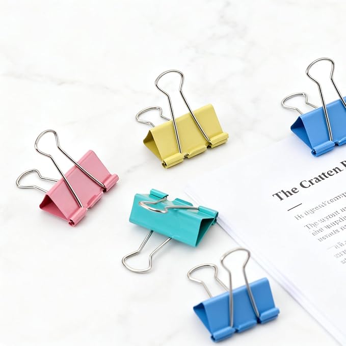 HOZEON 120 Pack 1.6 Inch Large Binder Clips, 41mm Heavy Duty Colored Paper Clamps for Office Documents, Papers Home Organization,4 Colors