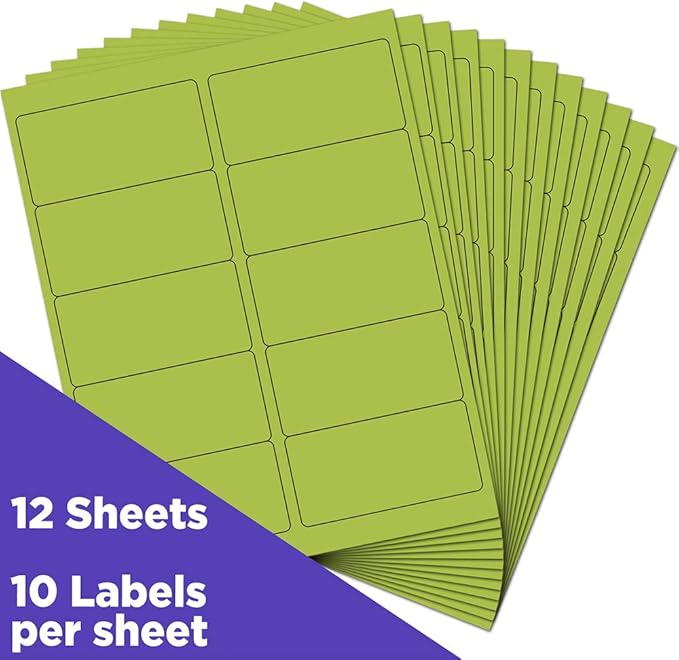JAM PAPER Shipping Address Labels - Standard Mailing - 2 x 4 - Ultra Lime Green - 120/Pack