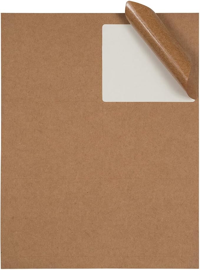 JAM PAPER Shipping Address Labels - Large - 3 1/3 x 4 - Brown Kraft - 120/Pack