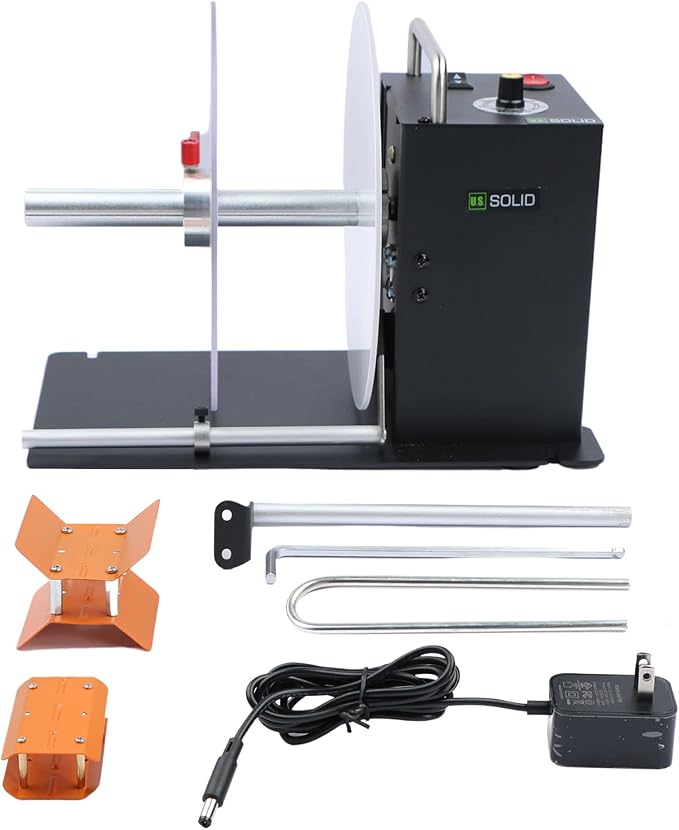 U.S. Solid Automatic Label Rewinder Machine, 1"/1.5"/3" Core Holder, Max Label Width 5.91", Bidirectional Rewinding