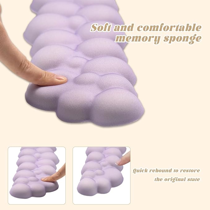 Ergonomic Mouse Pad and Keyboard Wrist Rest - Purple Cloud Wrist Rest Keyboard with Mouse Wrist Pad Sets, Soft Memory Foam Wrist Support for Laptop, Mac, Office, Work, Gaming