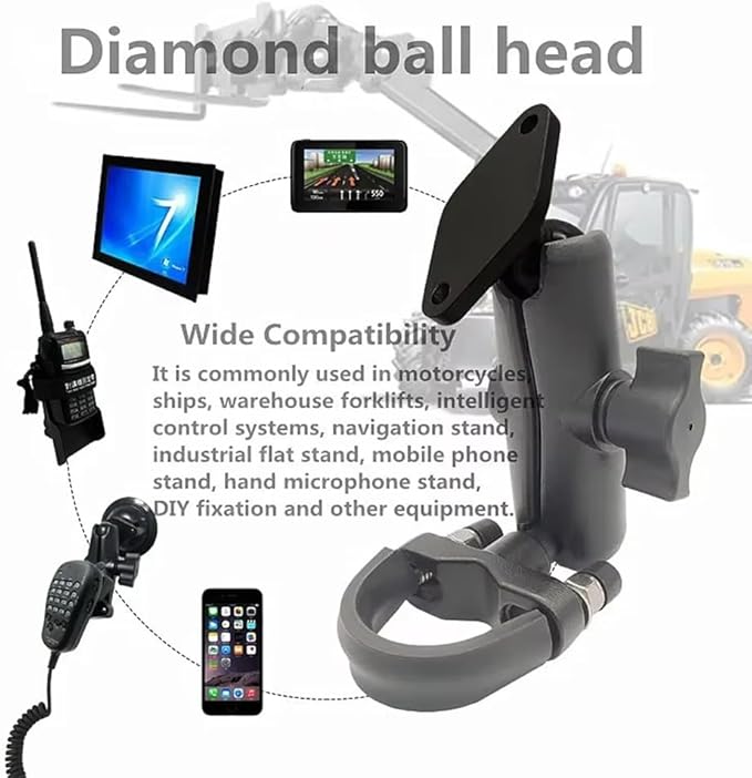 Strg 1'' Ball Mount with Aluminum Alloy Diamond Plate, Universal Electronic Device Mounting Ball Base with AMPS Holes Compatible with RAM 1" B Size Ball Double Socket Arms from Arkon, iBolt, Tackform
