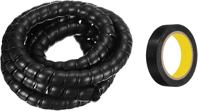 MECCANIXITY Spiral Cable Wrap 9.8ft/3.0M 30mm Cable Management Sleeve PP Insulation Cord Organizer for Computer Wire Power Cable Gas Pipe Black with Tape