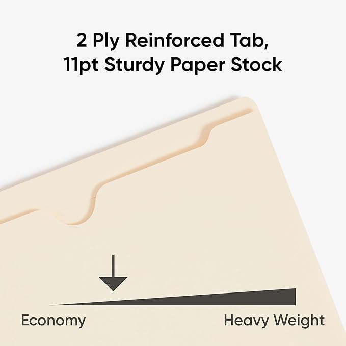 Smead File Jackets Letter Size for File Folders, Reinforced Straight-Cut Tab, 2" Expansion, Letter Size, Manila, 50 Per Box (75560)