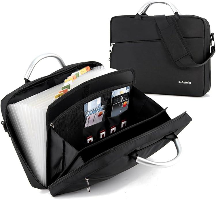 Accordian File Organizer with Handle,Folder with Zipper & Labels,12 Pocket Expanding File Folder