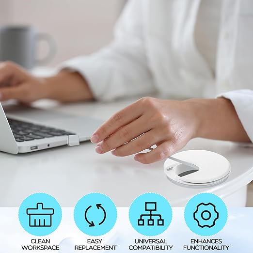 25 Pack 2 Inch Desk Grommet Desk Cable Wire Grommet Cord, PC Computer Desk Plastic Grommet Cord Tidy Cable Hole Cover Organizers for Office PC Computer Desk Cord Management (White)