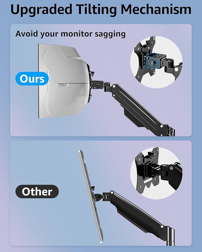 MOUNTUP Dual Monitor Stand for Max 43 inch Screens, Ultrawide Monitor Arm Height Adjustable, Heavy Duty Dual Monitor Mount, Full Motion Premium Monitors Arm, Holds 2.2 to 33 lbs, VESA Desk Mount