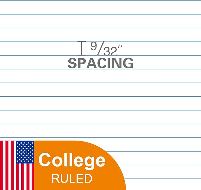 Kaisa Notebook Paper 24 Pack 8x10.5 College Ruled Loose Leaf Paper Filler Paper for 3-Ring Binder Paper 125 Sheets/Pack Notebook Paper 3-Hole Punched Lined Paper(24Pack-college)