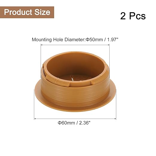 uxcell 2 Pcs Desk Grommet, 1.97 inch 50mm Desk Cable Hole Cover Wire Hole Insert for Home Office Table Cabinet Cord Organizer, Brown