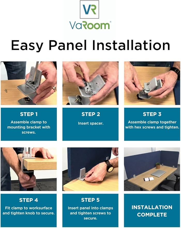 Sound Absorbing Panel Privacy Shield - Desk Divider for Students and Office (Light Grey, 48" W x 18'H)