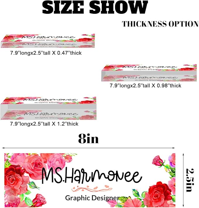 Personalized Office Desk Name Plate - Custom Acrylic Decor Accessories, Gift for Women (Pink Rose) 731