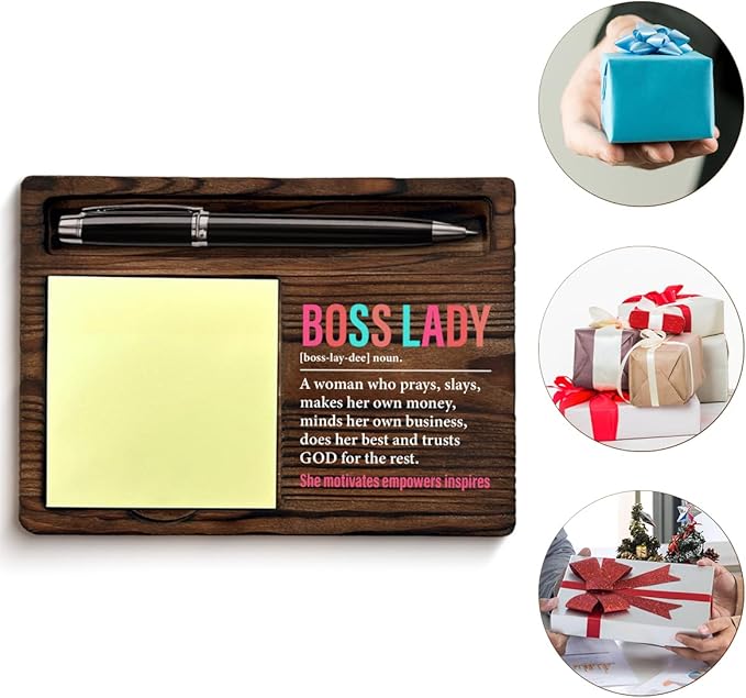 Best Boss Lady Gifts for Women Boss's Day Birthday Promotion Retirement Farewell, Boss Lady Definition Sticky Note Holder for Bosses Female Office Decor