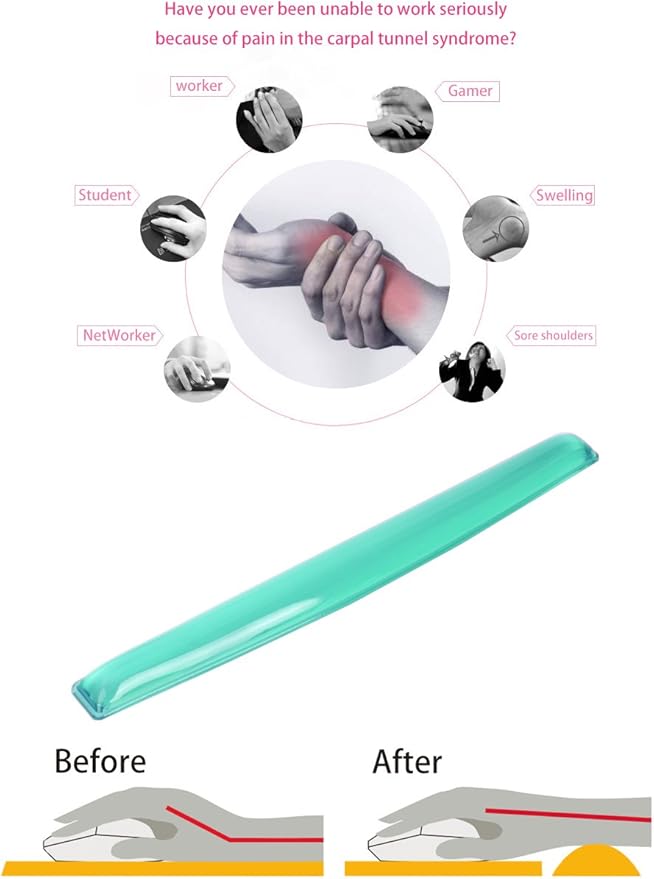 Gel Keyboard & Mouse Wrist Rest Set - Keyboard Wrist Rest Pad & Mouse Support for Office Gaming Pad Computer Laptop Ergonomic Comfortable Pain Relief-Green Pad Set