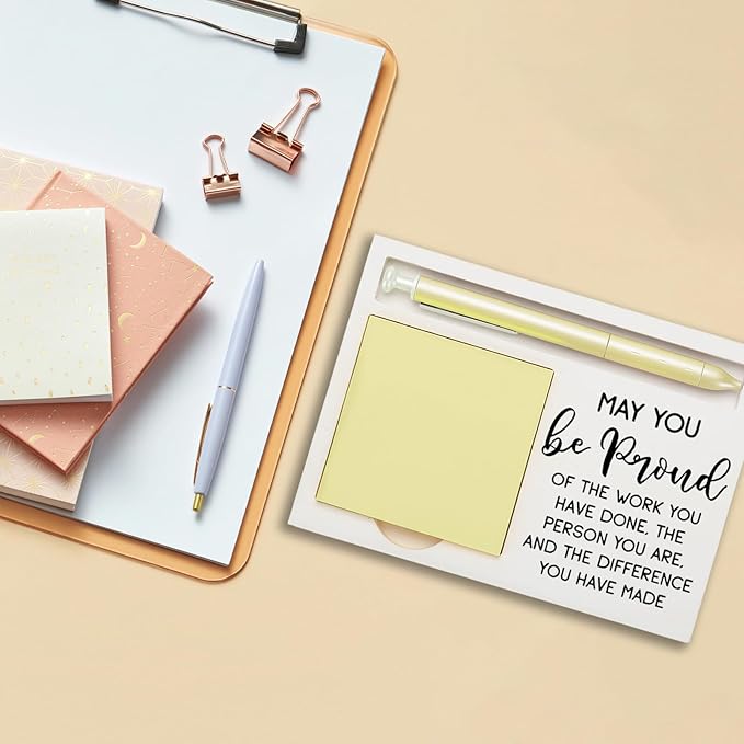 May You Be Proud of The Work You Do, Thank You Appreciation Gifts for Employee Coworker Bestie Sister Friends Retirement Leaving New Job Gift Self-Stick Note Pad Holders ZBA13