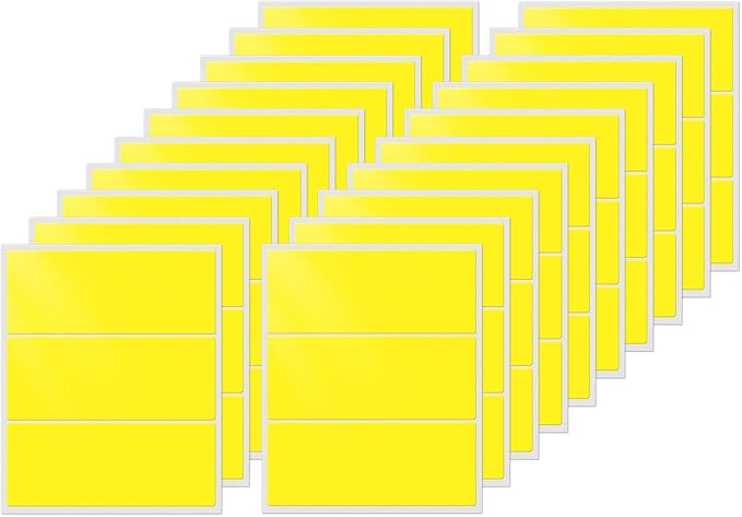 FINDAT Colored Labels Stickers 4×2 Inch Rectangle Vinyl Yellow Sticker Removable Assorted Color Coding Name Tag for File Folder Classroom Office Inventory Marking 160 PCS