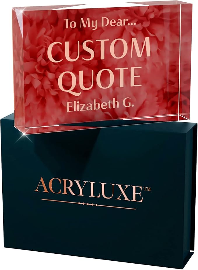 Personalized Gifts, Custom Quote Block Letter Board,Crystal-Clear Acrylic with Gift Box,17 Styles, Holiday and Christmas Gift for Mom, Dad, Girlfriend, Him or Her, Husband, Wife (4"x6", Rosy)