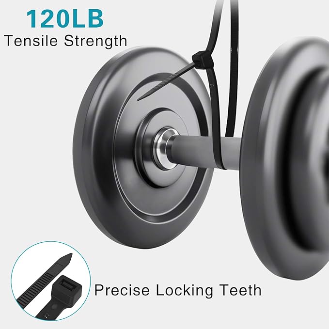 500 Pack Zip Ties, 8 inch Heavy Duty Zip Ties For Outdoor Use With 120 Pounds Tensile Strength, Black Cable Ties for Multi-Purpose Use, Self-Locking UV Resistant Nylon
