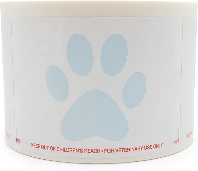 Veterinary Prescription Labels with Paw Print & Warning - LabelValue Brand - 2-⅛ x 2-¾ | Compatible with Dymo 450 LabelWriters and Earlier Models - “Keep Out of Children's Reach” - Warning, Caution