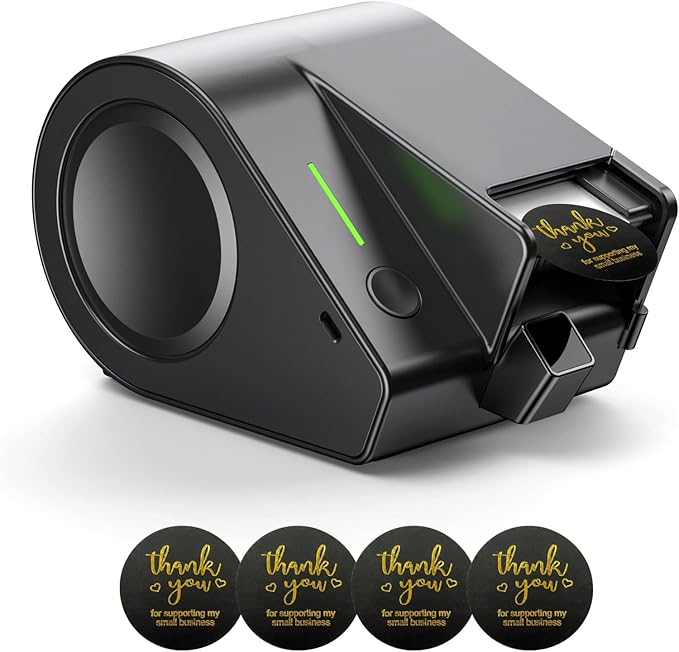 Automatic Sticker Dispenser—Multi-Size, Snap-in Preloaded Sticker Roll Cartridge—for Packaging, Gift Bags, Envelopes, Weddings & Events—Includes 750x1.5 Thank You Stickers
