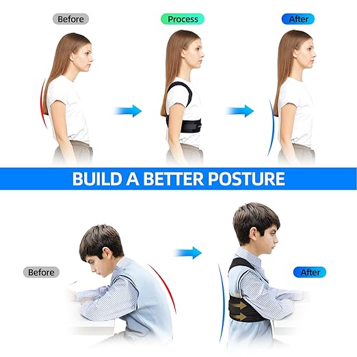 Lexniush Posture Corrector for Women/Men, Adjustable Upper Back Brace for Back Pain Relief, Lightweight Posture Support Straightener for Teenagers Boys Girls to Improve Slouch, Prevent Humpback, XL