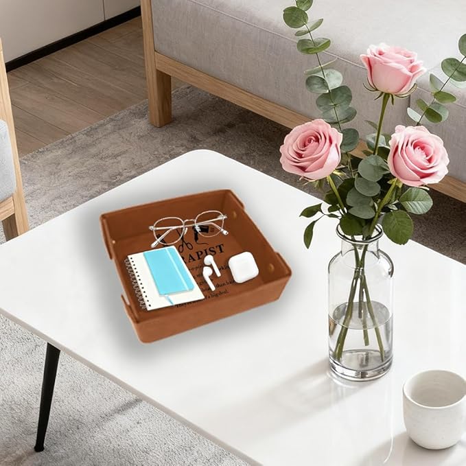 Aelciyue Hair Stylist Gifts - Christmas Retirement Valentines Appreciation Inspirational Gifts for Hairdressers Leather Tray Organizer Leather Valet Catchall Desk Tray