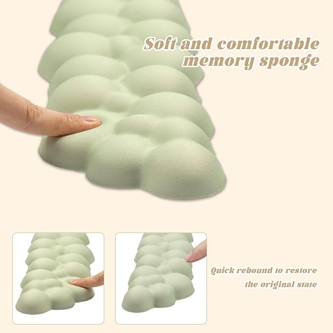 Ergonomic Mouse Pad and Keyboard Wrist Rest - Green Cloud Wrist Rest Keyboard with Mouse Wrist Pad Sets, Soft Memory Foam Wrist Support for Laptop, Mac, Office, Work, Gaming