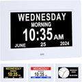 7 Inch Extra Large Day Date Time Digital Day Calendar Clocks with Auto-Dimming 12 Alarm Reminders Dementia Clock for Senior Elderly impaired Vision Memory Loss