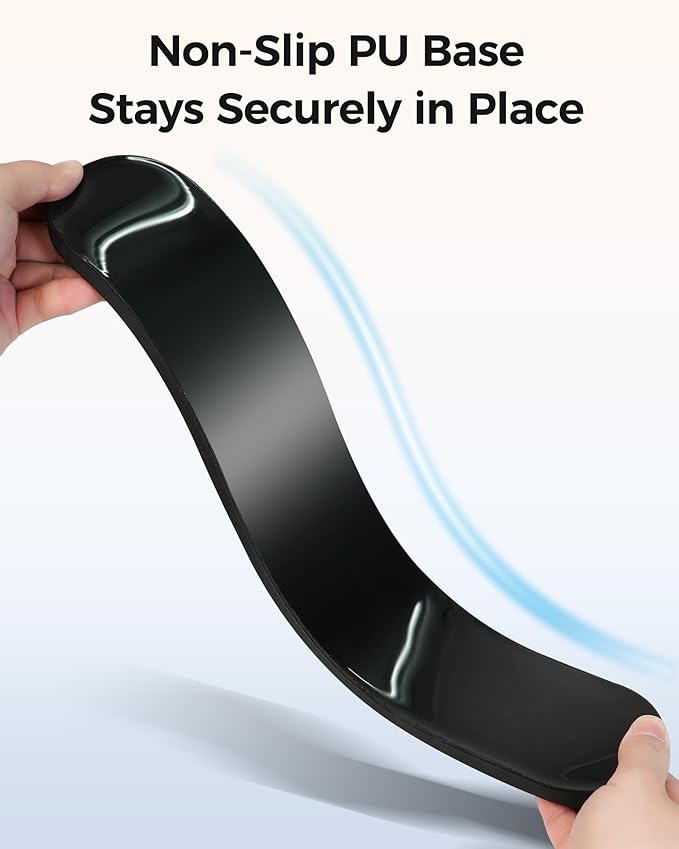 Wrist Rest Set for Keyboard and Mouse, Ergonomic Wrist Support with Soft Memory Foam, Silky Lycra Cover, Non-Slip Base, Helps Reduce Wrist Pressure and Fatigue During Long Typing and Gaming Sessions