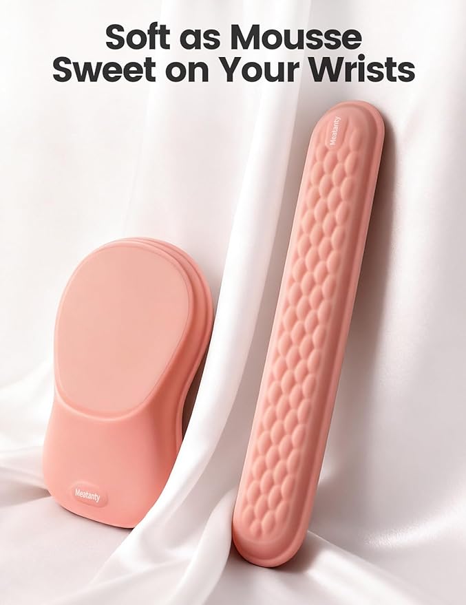 Meatanty Keyboard and Mouse Pad Wrist Rest Set, Ergonomic Wrist Pad Support, Computer Hand Palm Rest Combo, Memory Foam Typing Desk Accessories Carpal Tunnel Cushion, Laptop Office Home School-Black