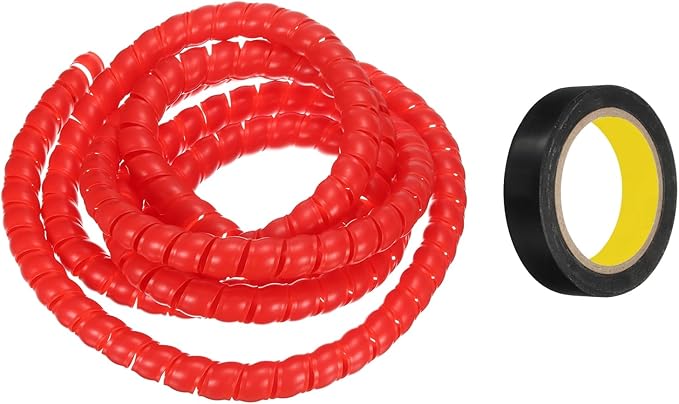 MECCANIXITY Spiral Cable Wrap 9.8ft/3.0M 20mm Cable Management Sleeve PP Insulation Cord Organizer for Computer Wire Power Cable Gas Pipe Red with Tape