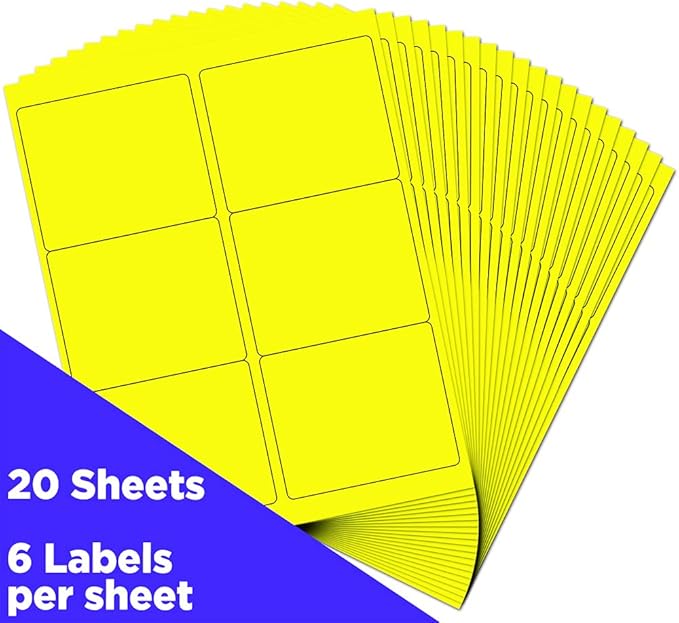 JAM PAPER Shipping Address Labels - Large - 3 1/3 x 4 - Neon Fluorescent Yellow - 120/Pack