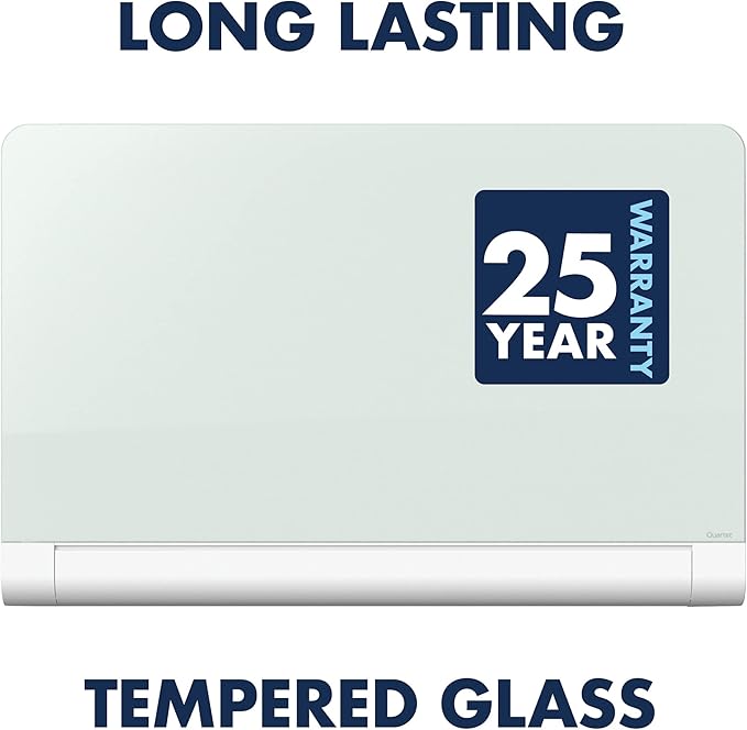 Quartet Glass Whiteboard, Magnetic Dry Erase White Board, 50" x 28", with Concealed Tray, Wide Format, Frameless, Horizon (G5028HT)