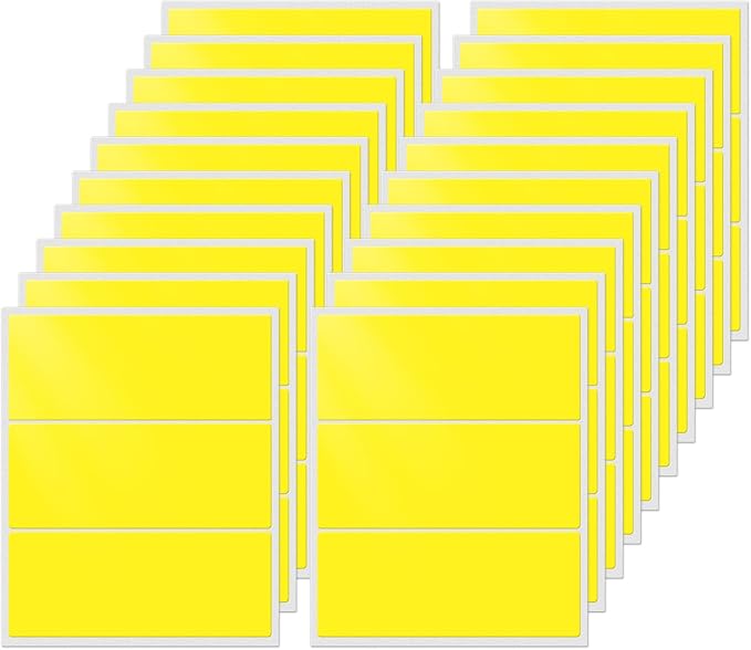 FINDAT Colored Labels Stickers 4×2 Inch Rectangle Vinyl Yellow Sticker Removable Assorted Color Coding Name Tag for File Folder Classroom Office Inventory Marking 160 PCS