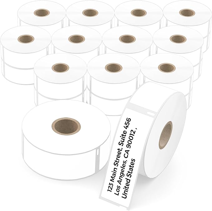 Address Labels Compatible with Dymo 30252 – 24 Rolls 8400 Barcode Labels (1 1/8” x 3 1/2”), Direct Thermal Label Fits for Dymo Labelwriter 450, 450 Turbo, 4XL (Not for 550, 5XL)