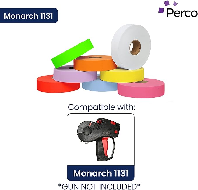 Monarch 1131 Multicolored Sleeves—24 Rolls, 3 Sleeves, 60,000 Labels for Monarch 1131 Price & Date Guns—Includes White, Yellow, Blue, Lavender & Fluorescent Colors (Red Green Pink Orange)—Made in USA