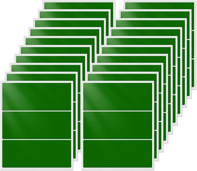 FINDAT Rectangle Label Stickers 4×2 Inch Vinyl Removable Green Sticker Waterproof Writable File Folder Moving Labels for Boxes Home Office Labeling 60 PCS