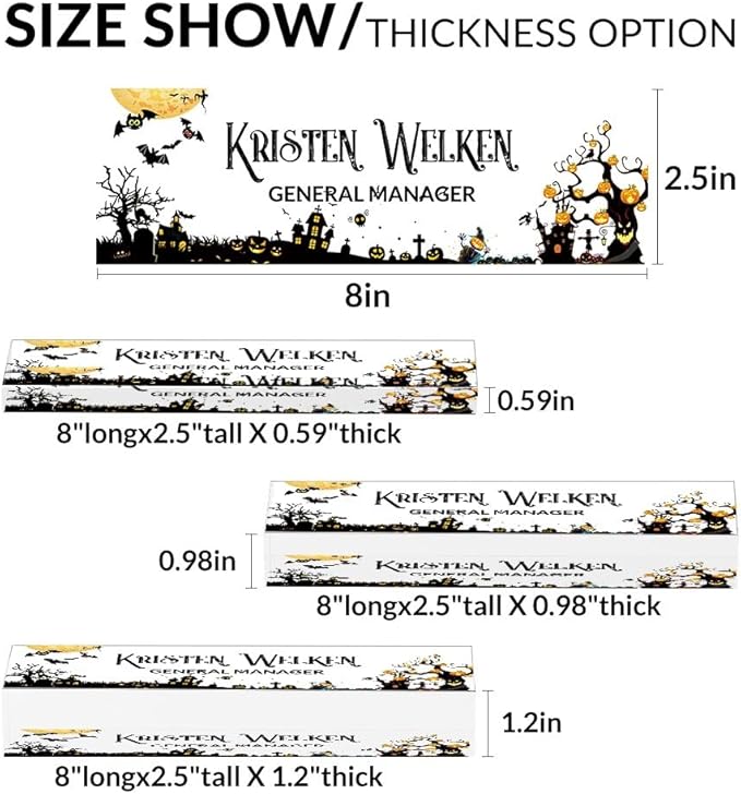 Personalized Name Plate for Desk | Halloween Decor for Work | Custom Desk Decor for Classroom | Acrylic Office Desktop Decorations | Holiday Gifts (Halloween Pumpkin Party)