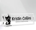 Custom Name Plate for Desk, Personalized Desk Name Plate on Clear Acrylic Glass, Appreciation Gifts for Teacher Employee Boss Coworkers Nurse, Office Desktop Accessories For Women Men (Slate)