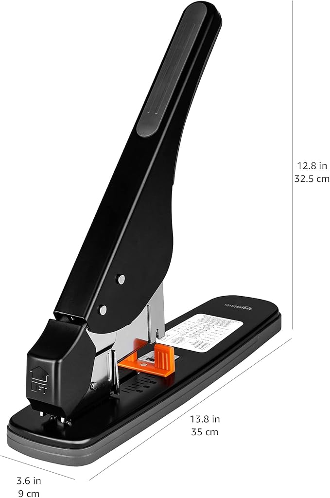 Amazon Basics Effortless Heavy Duty Stapler, 210 Sheets High Capacity, Large Office Stapler with 1000 Staples, Black