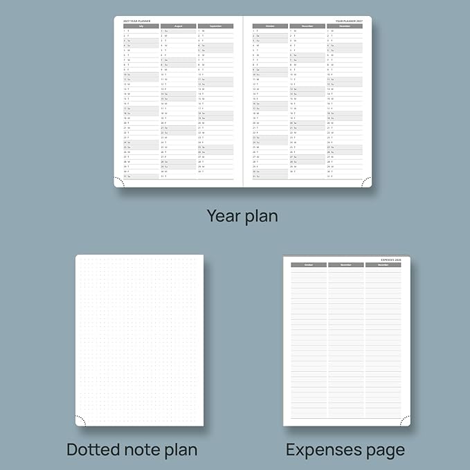 POPRUN 2026 Planner (Medium - 6.5'' x 8.5'') - 2026 Weekly Calendar ((Jan. 2026 - Dec. 2026) with Hourly Time Slots, Weekly/Monthly Appointment Book for Time Management - Leather Soft Cover - Black
