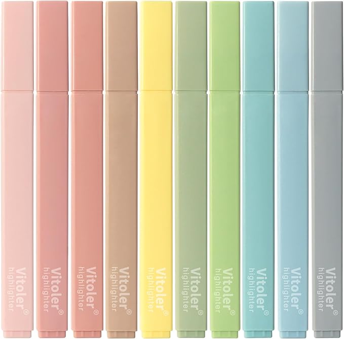 Piochoo Highlighters Assorted Colors,10Pcs Bible Highlighters and Pens No Bleed, Assorted Colors, Pastel Set, Cute Marker Pens for School Journaling