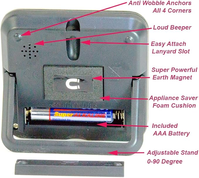 Elegant Digital Kitchen Timer Stainless Steel - Plumberry - Strong Magnetic Back - Kickstand - Loud Alarm - Large Display - Auto Memory - Auto Shut-Off - Model eT-24 (Plumberry) by eTradewinds